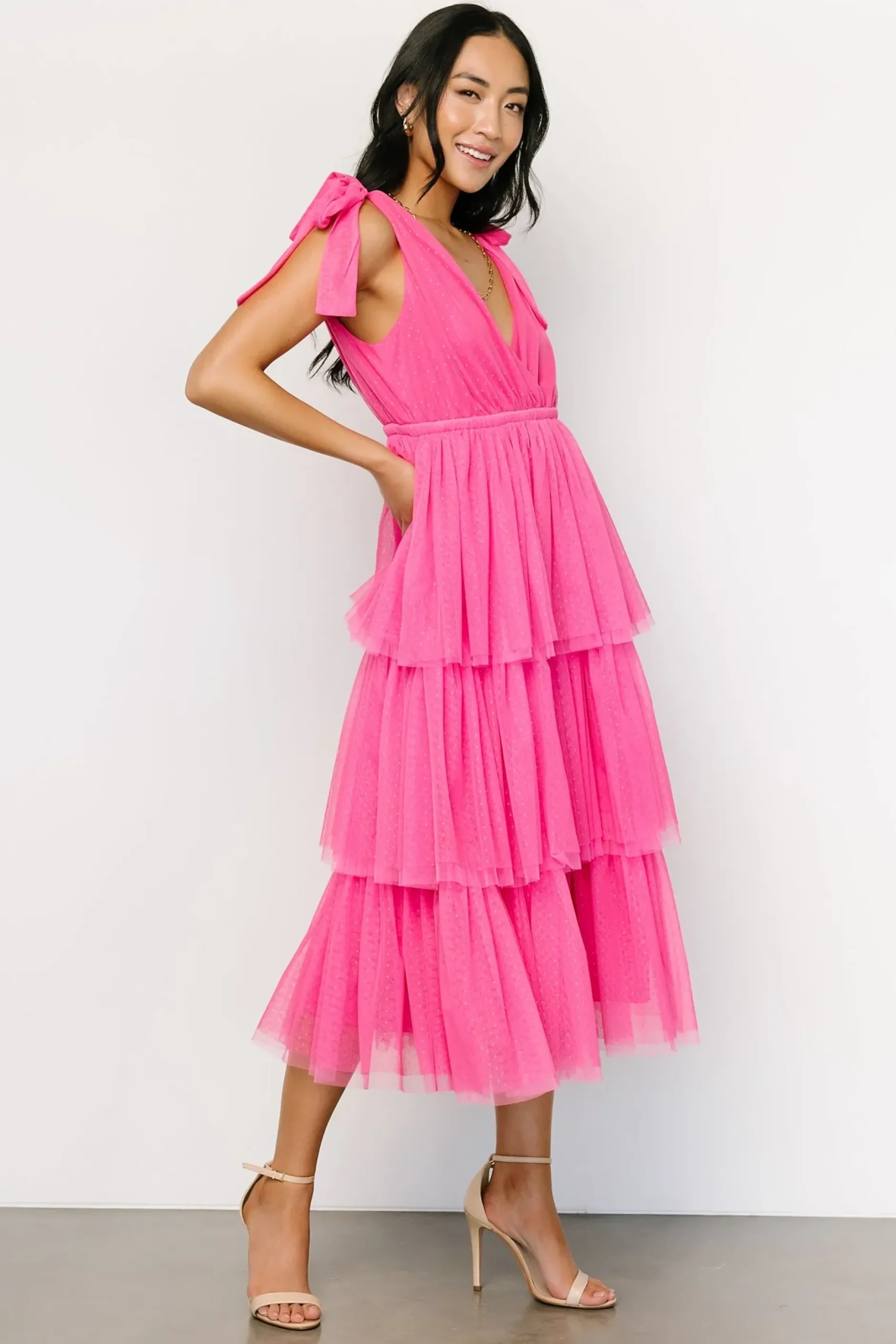 Baltic Born tulle styles|Tessa Tiered Tulle Tank Dress | Hot Pink