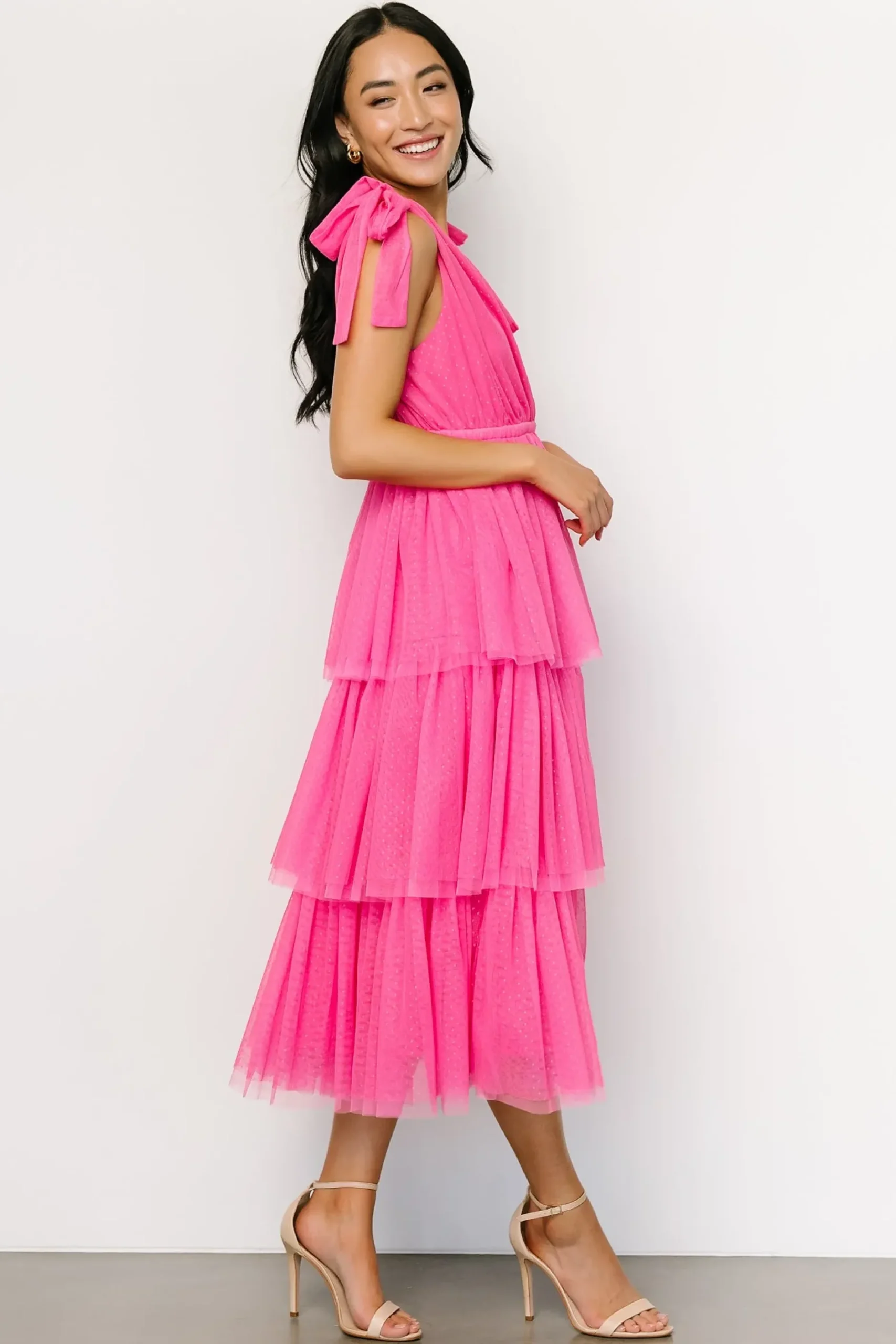 Baltic Born tulle styles|Tessa Tiered Tulle Tank Dress | Hot Pink