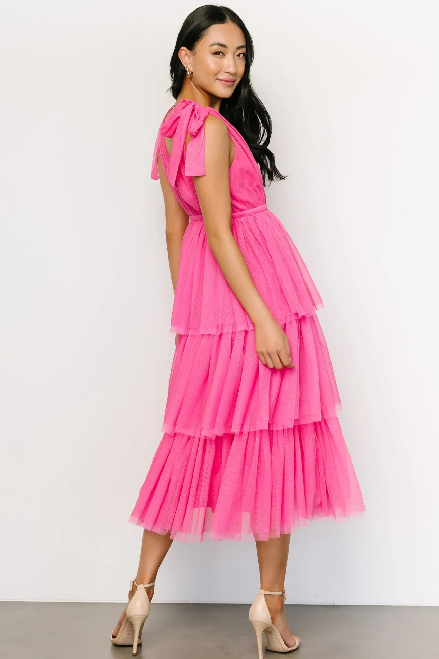 Baltic Born tulle styles|Tessa Tiered Tulle Tank Dress | Hot Pink