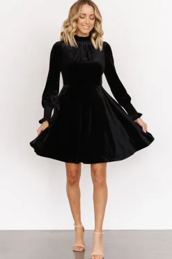 Baltic Born short dresses|Tina Velvet Short Dress | Black
