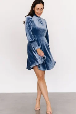 Baltic Born short dresses|Tina Velvet Short Dress | Blue