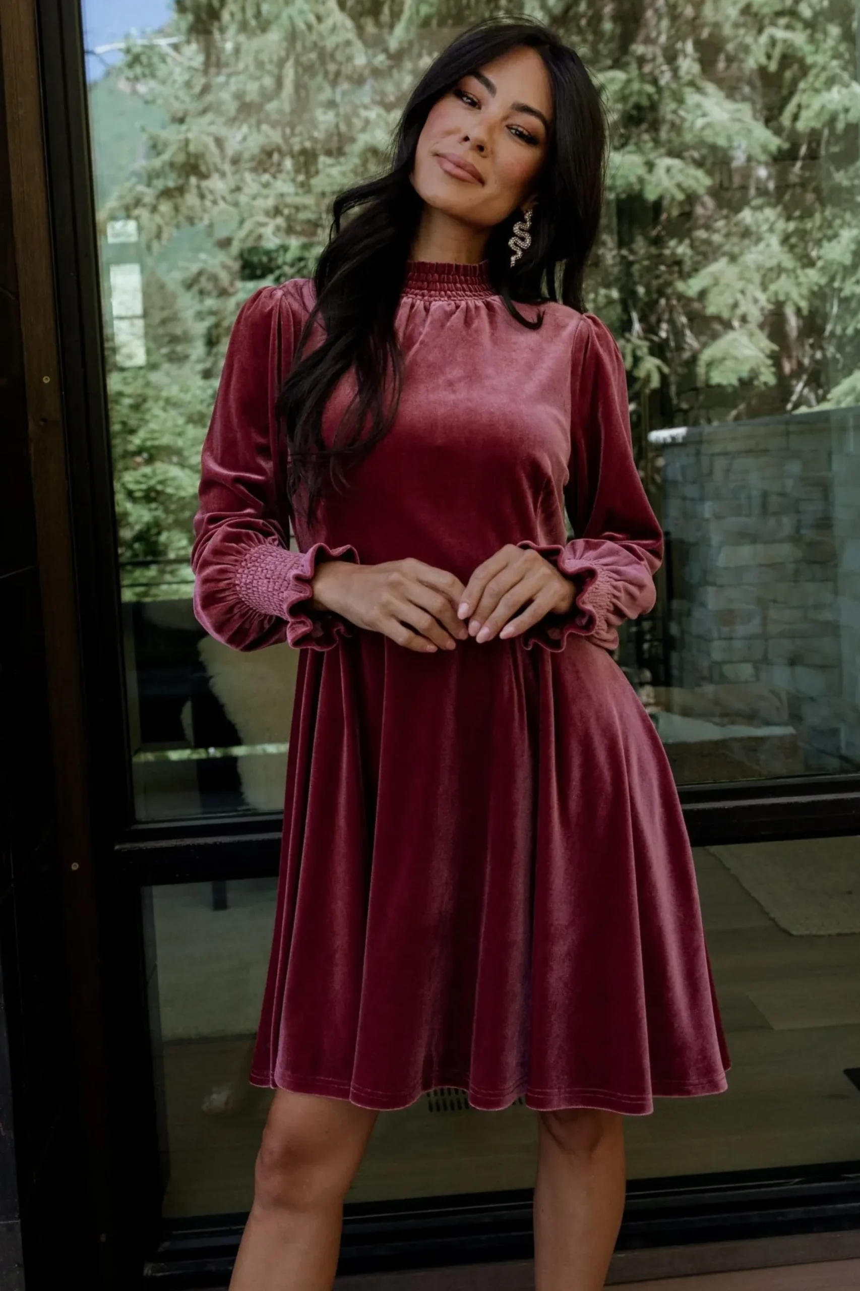 Baltic Born short dresses|Tina Velvet Short Dress | Mauve