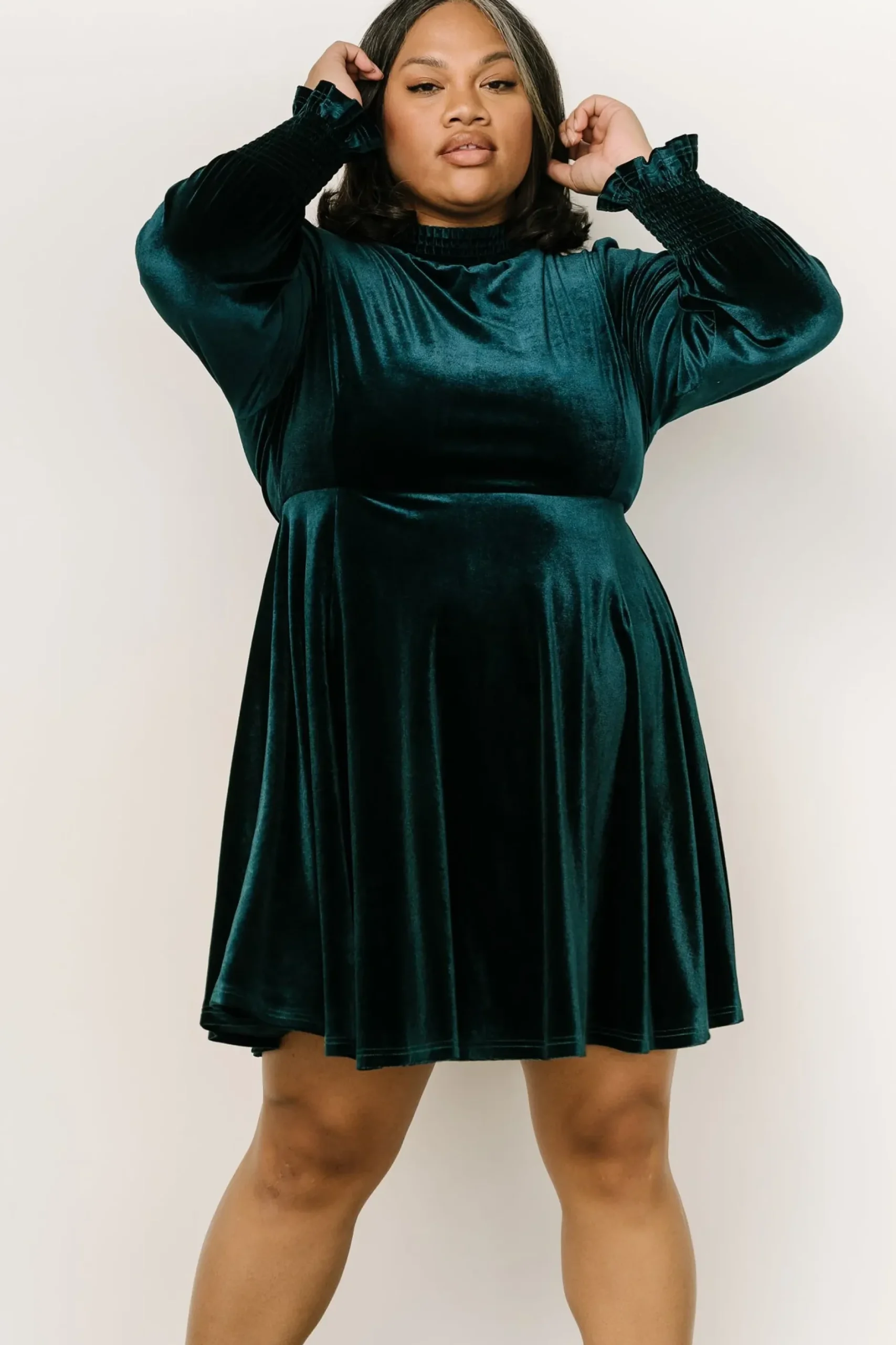 Baltic Born short dresses|Tina Velvet Short Dress | Emerald