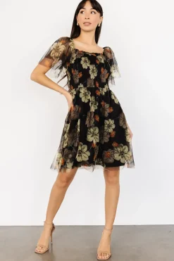 Baltic Born DRESSES|short dresses|Tivoli Tulle Short Dress | Black + Green Floral