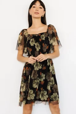 Baltic Born DRESSES|short dresses|Tivoli Tulle Short Dress | Black + Green Floral