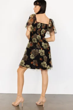 Baltic Born DRESSES|short dresses|Tivoli Tulle Short Dress | Black + Green Floral