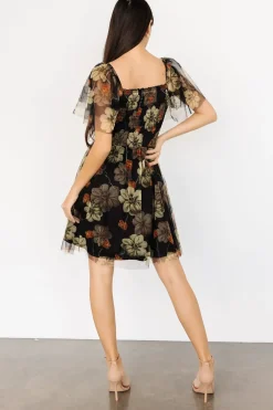 Baltic Born DRESSES|short dresses|Tivoli Tulle Short Dress | Black + Green Floral