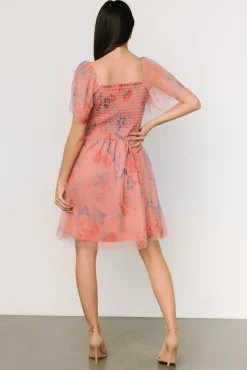 Baltic Born EXTENDED SIZING|Tivoli Tulle Short Dress | Coral + Blue Floral