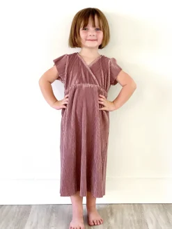 Baltic Born flower girl|Toddler Athena Pleated Midi Dress | Rose