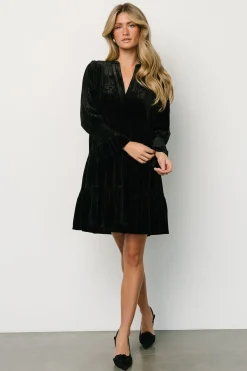 Baltic Born SALE|Tolman Velvet Short Dress | Black