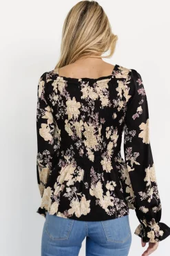 Baltic Born blouses + shirts|Topanga Smocked Top | Black Floral