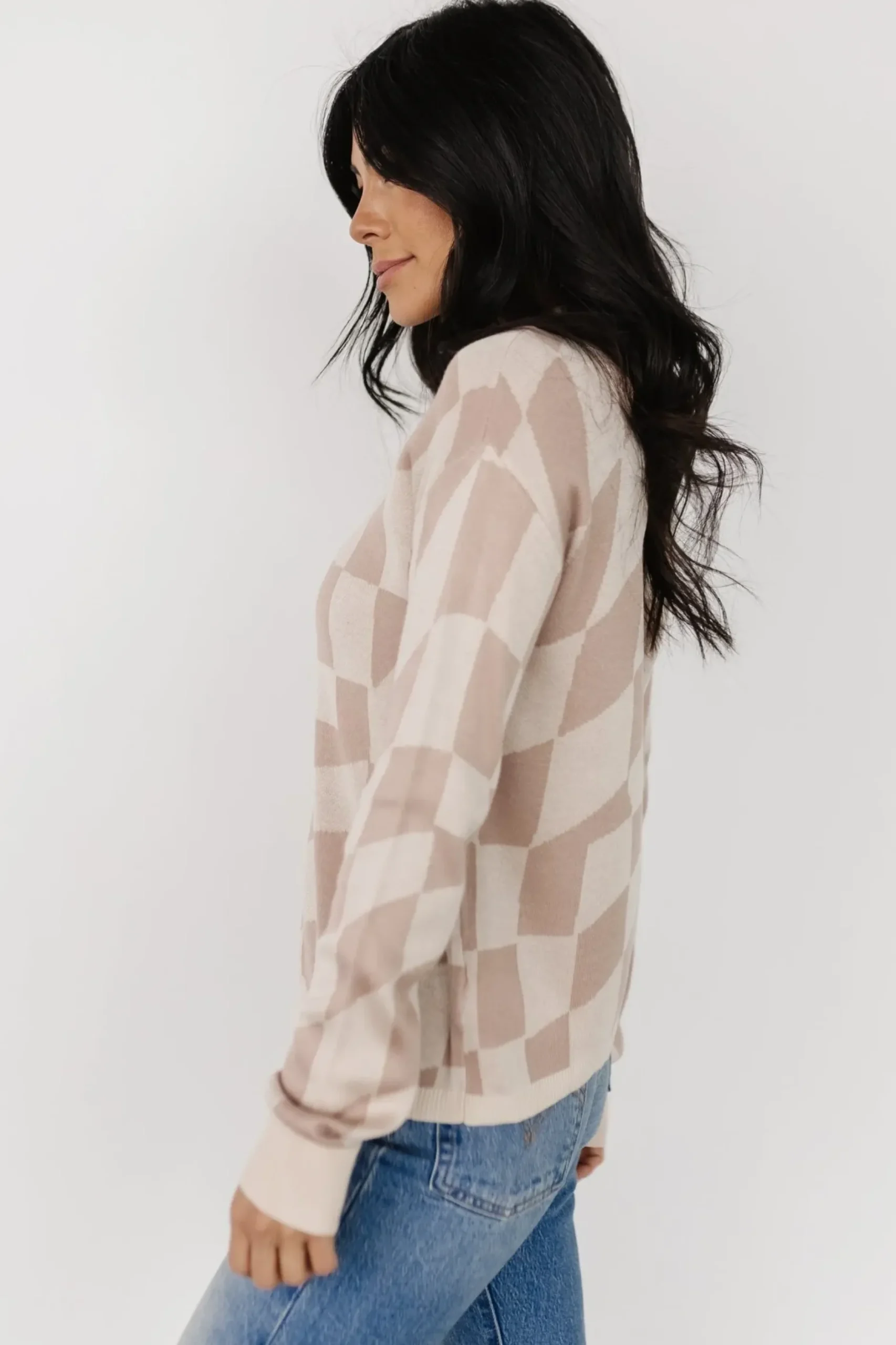 Baltic Born sweaters|Travis Checkered Sweater | Sand + Mocha