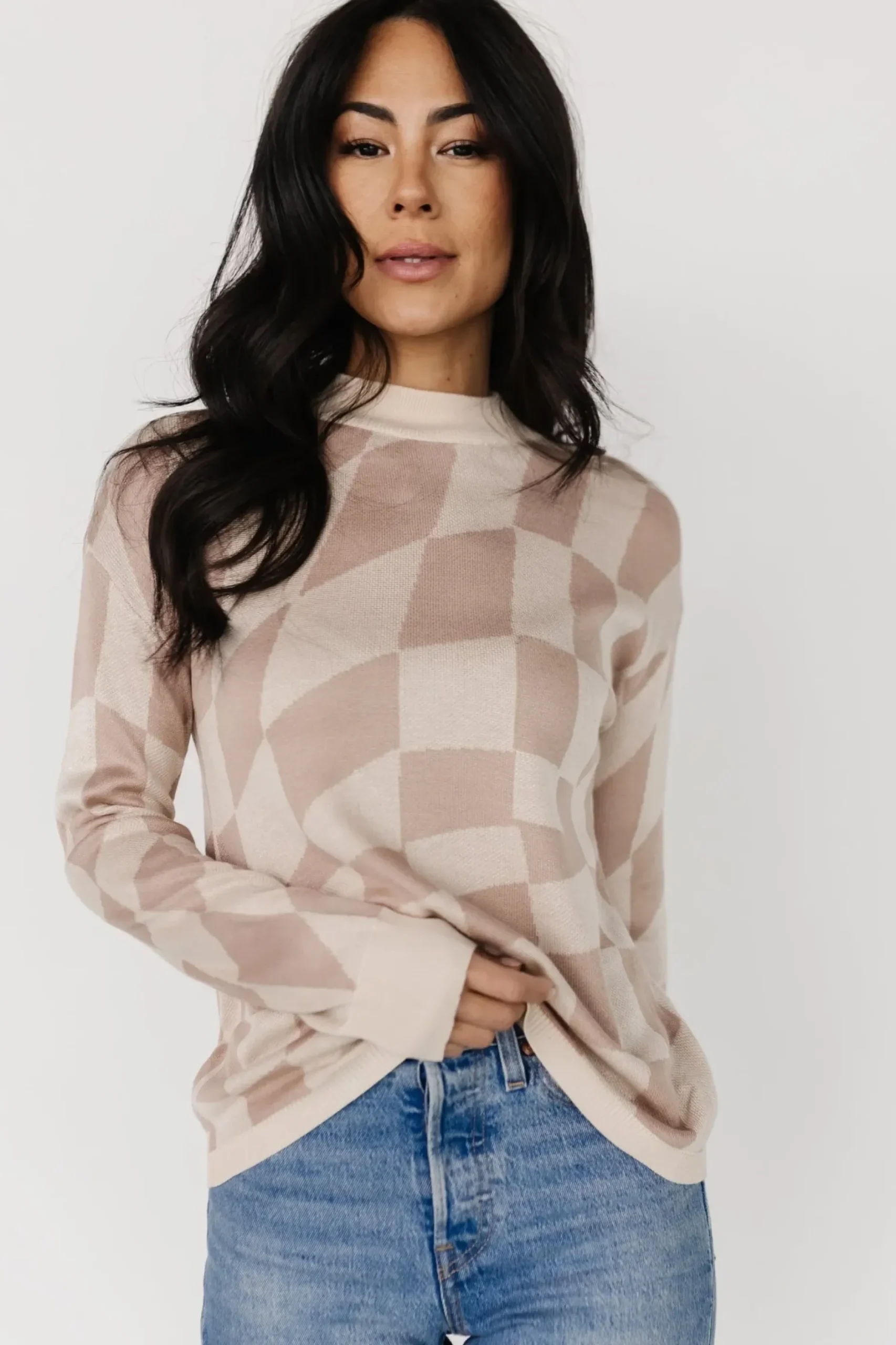 Baltic Born sweaters|Travis Checkered Sweater | Sand + Mocha
