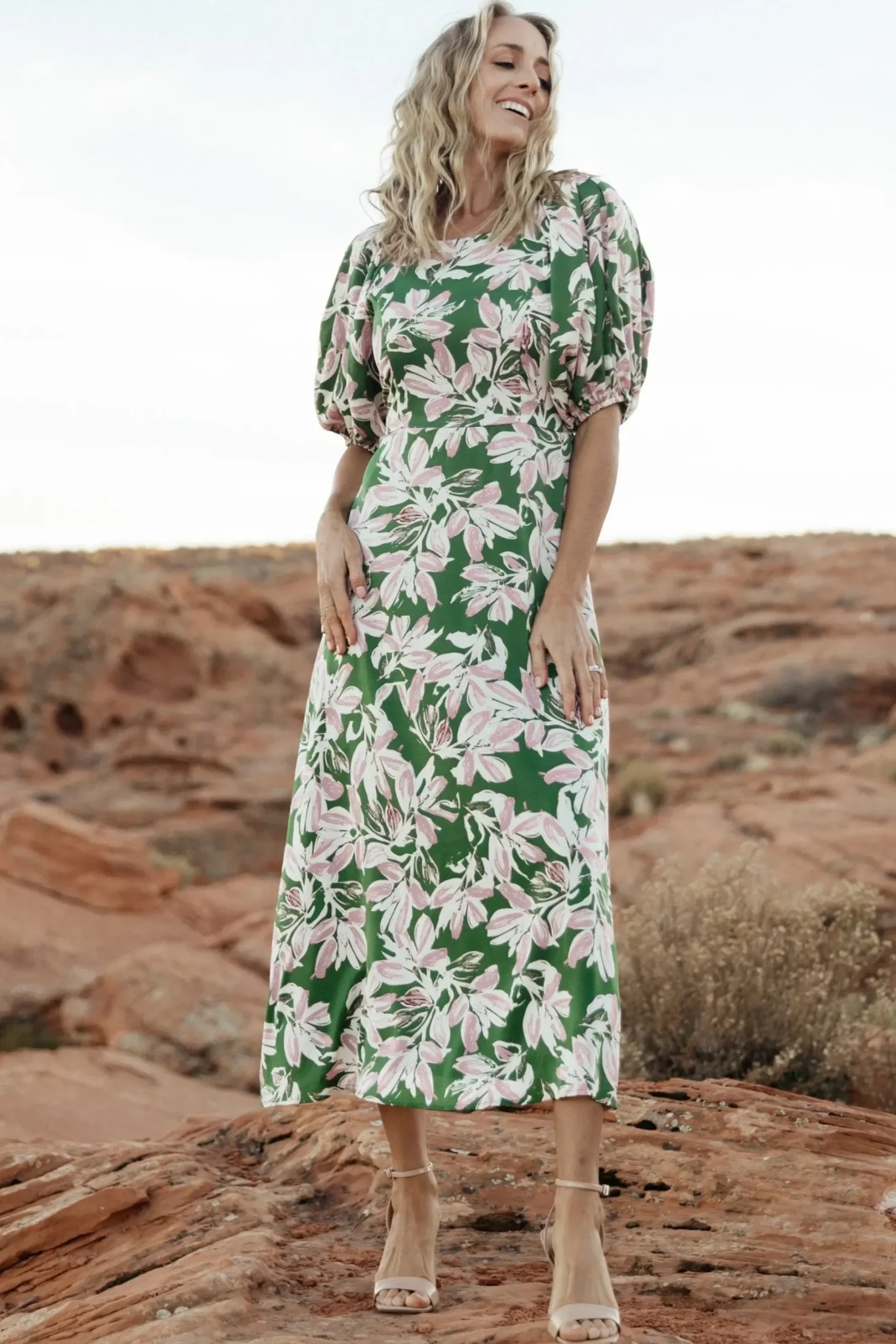 Baltic Born midi dresses|Tucson Midi Dress | Green + Pink
