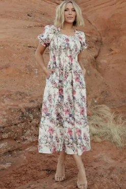 Baltic Born maxi dresses|Tulsa Smocked Dress | Cream + Pink