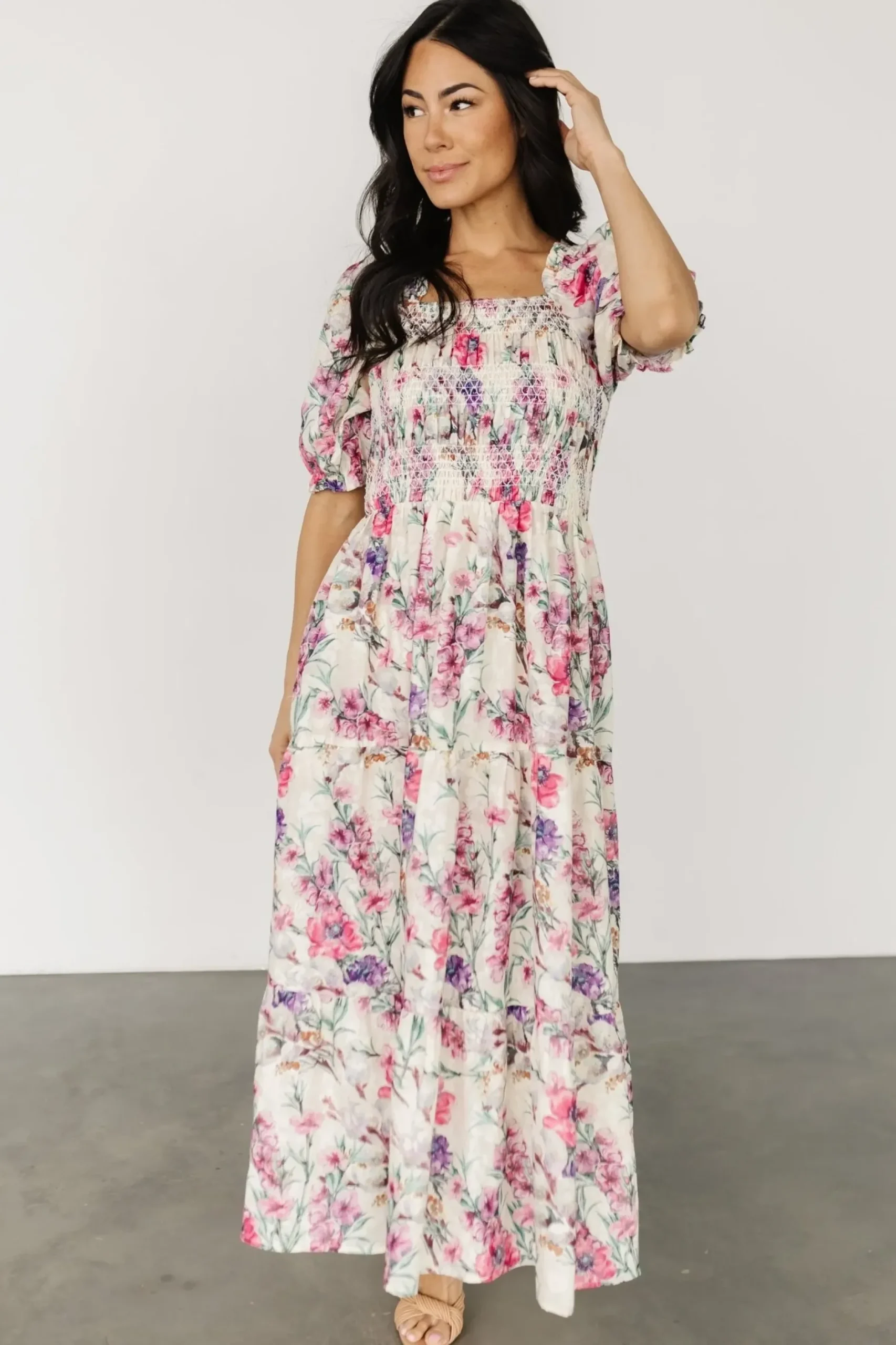 Baltic Born maxi dresses|Tulsa Smocked Dress | Cream + Pink