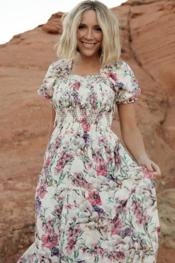 Baltic Born maxi dresses|Tulsa Smocked Dress | Cream + Pink