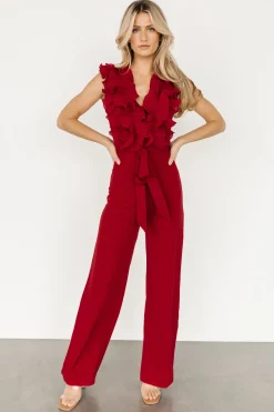Baltic Born JUMPSUITS + ROMPERS|Tyra Ruffle Tank Jumpsuit | Burgundy