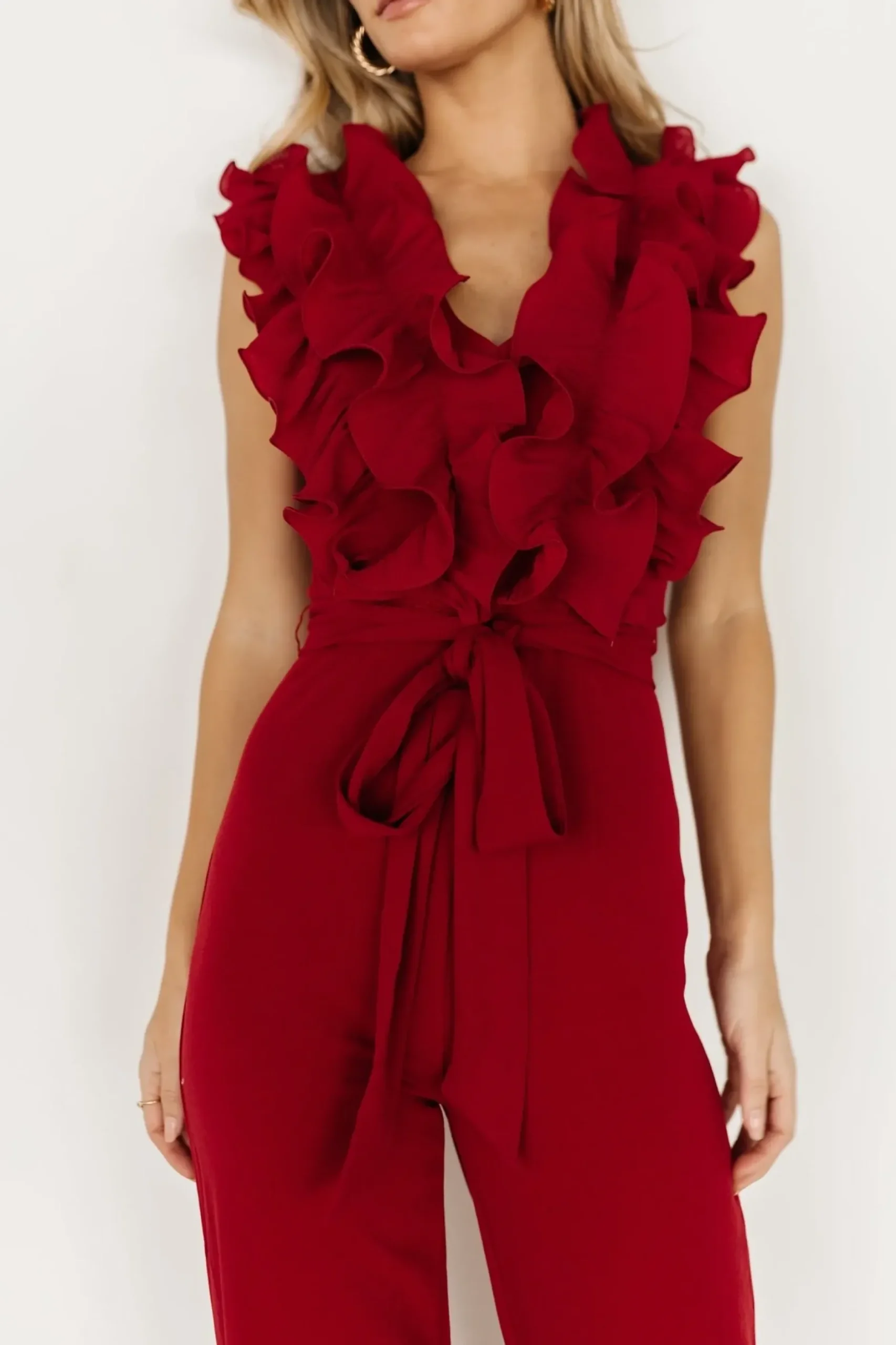 Baltic Born JUMPSUITS + ROMPERS|Tyra Ruffle Tank Jumpsuit | Burgundy