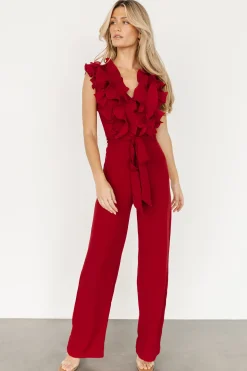 Baltic Born JUMPSUITS + ROMPERS|Tyra Ruffle Tank Jumpsuit | Burgundy
