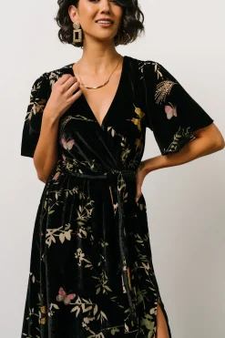 Baltic Born maxi dresses|WEDDING SUITE|Uma Velvet Maxi Dress | Black Butterfly Print
