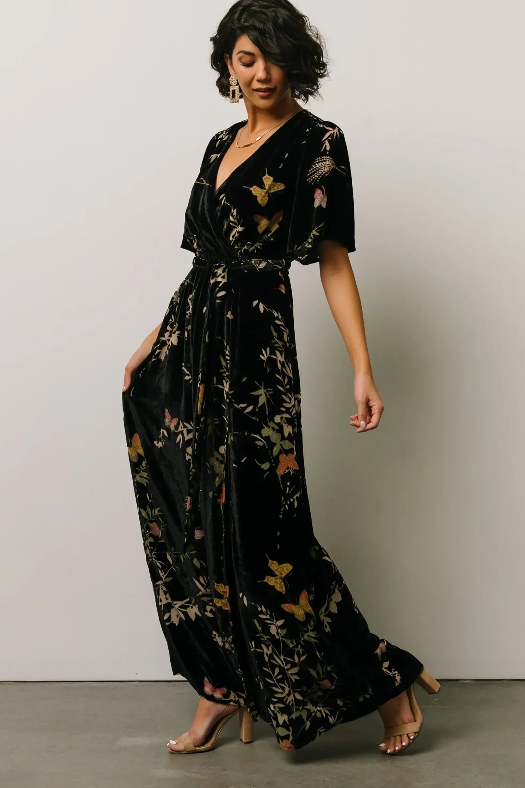 Baltic Born maxi dresses|WEDDING SUITE|Uma Velvet Maxi Dress | Black Butterfly Print