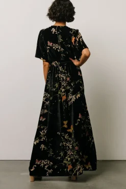 Baltic Born maxi dresses|WEDDING SUITE|Uma Velvet Maxi Dress | Black Butterfly Print