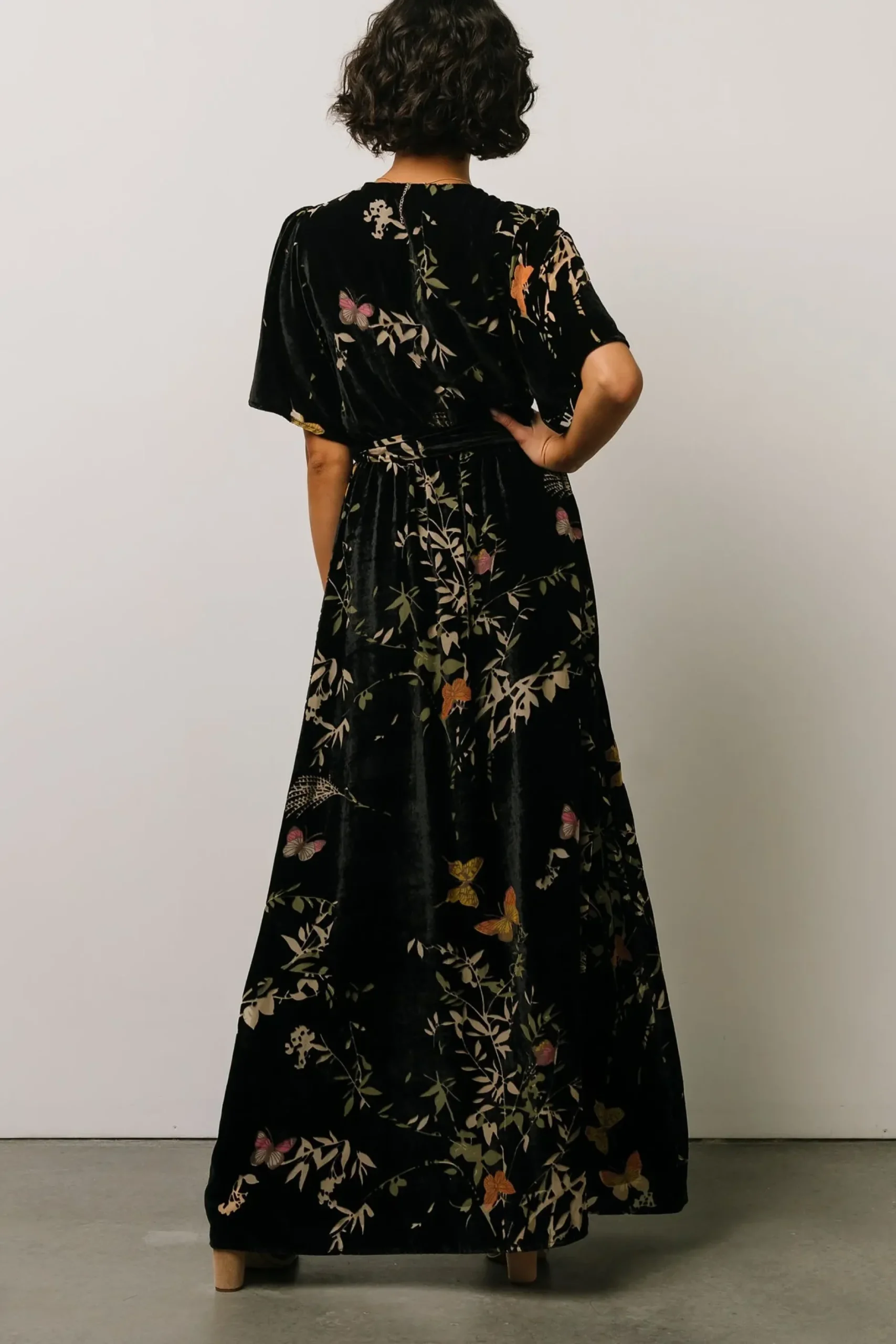Baltic Born maxi dresses|WEDDING SUITE|Uma Velvet Maxi Dress | Black Butterfly Print