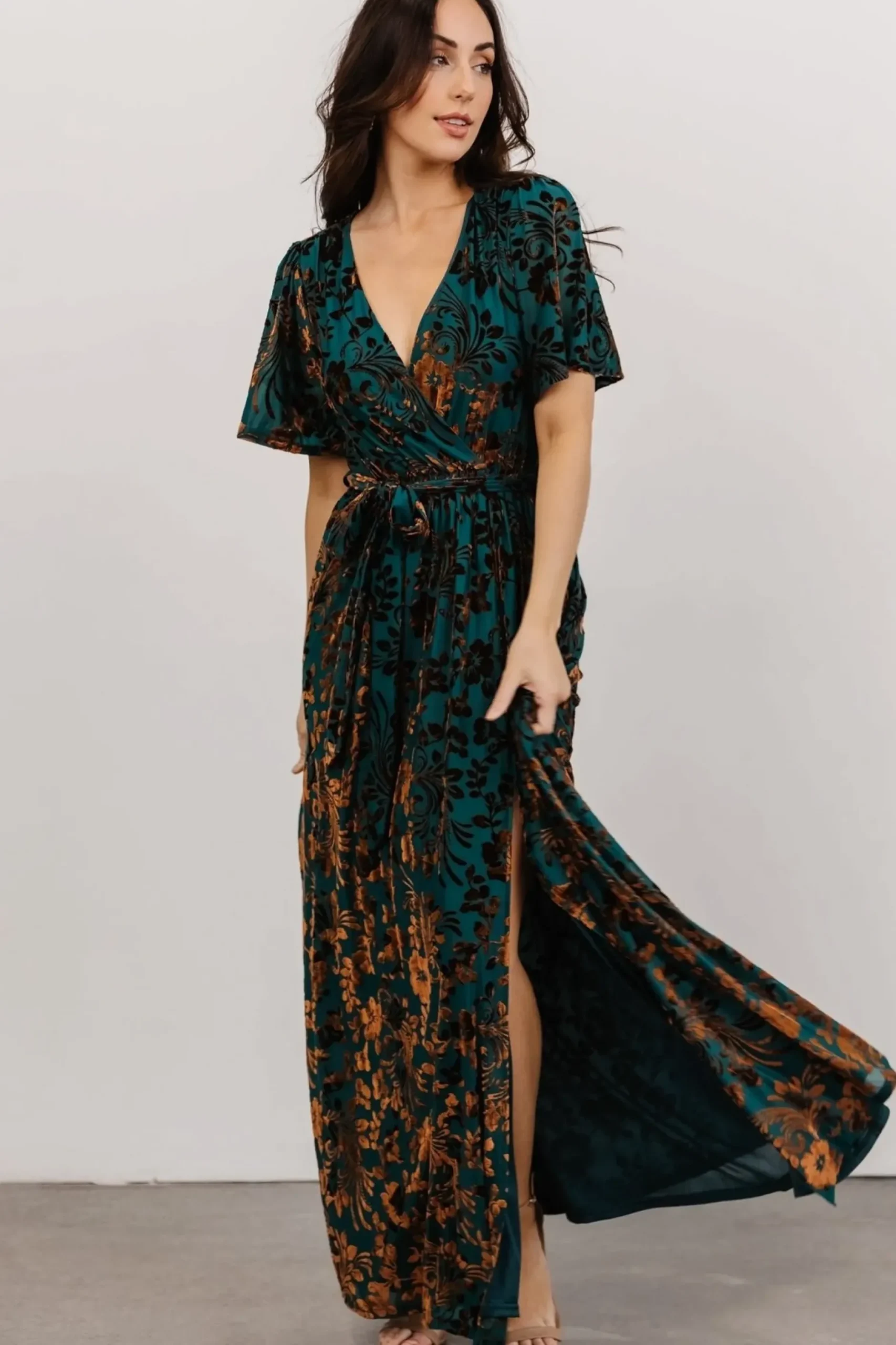 Baltic Born maxi dresses|WEDDING SUITE|Uma Velvet Maxi Dress | Bronze + Jade