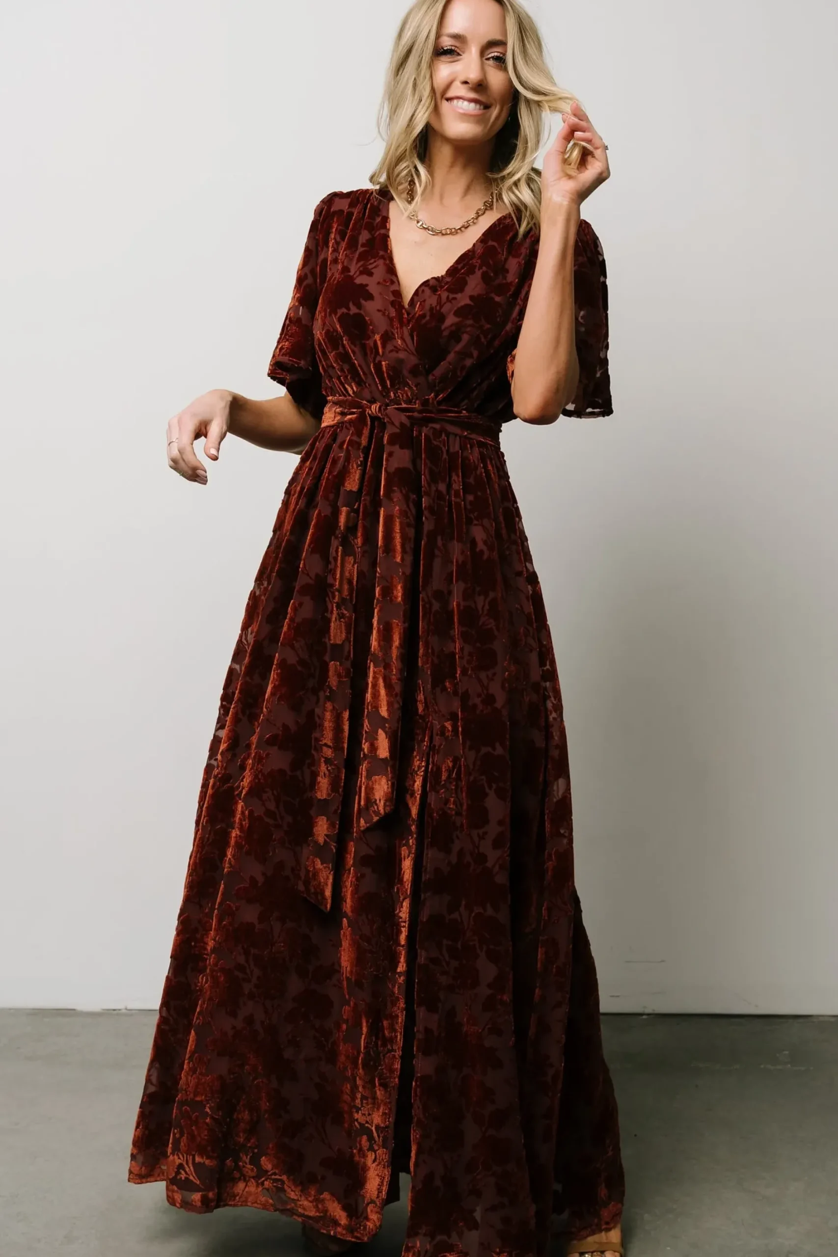 Baltic Born maxi dresses|WEDDING SUITE|Uma Velvet Maxi Dress | Copper Floral