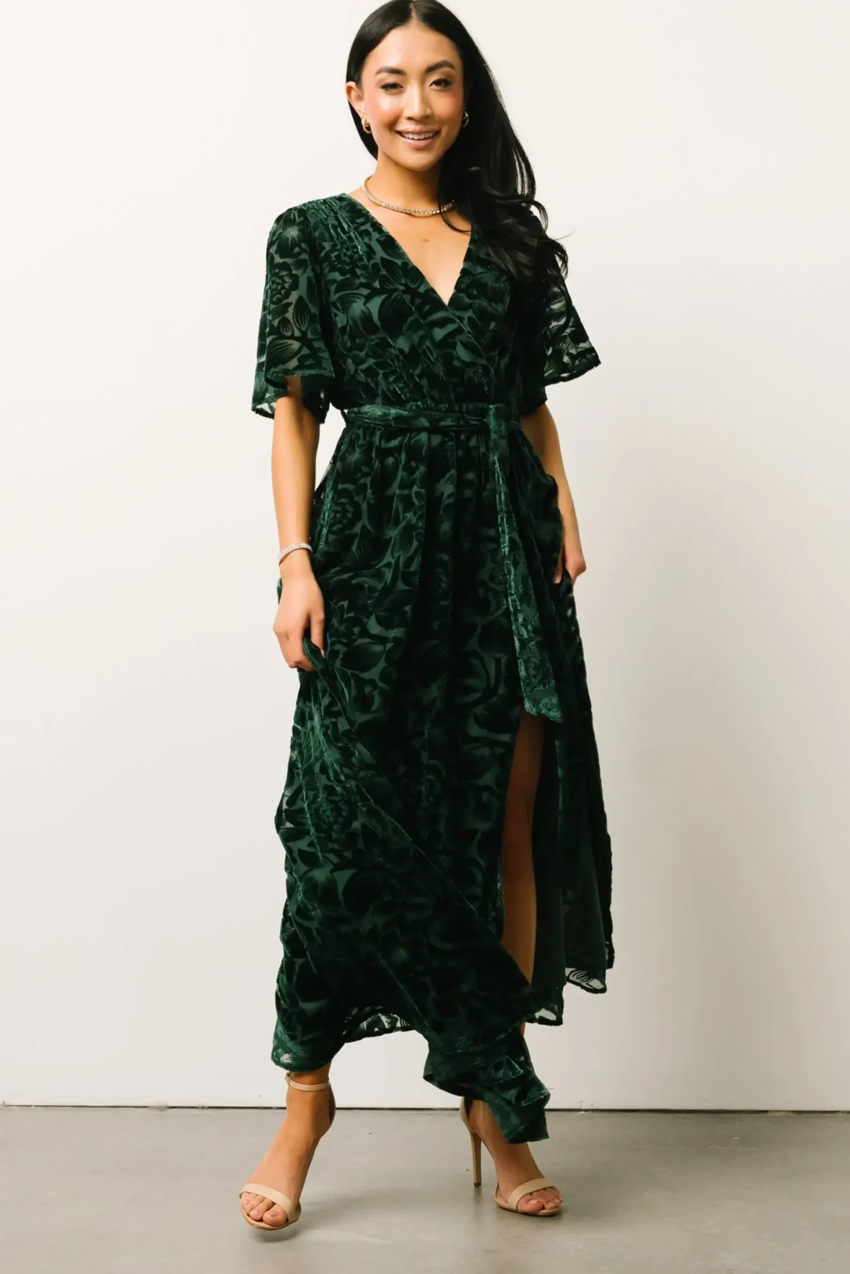 Baltic Born maxi dresses|WEDDING SUITE|Uma Velvet Maxi Dress | Dark Green
