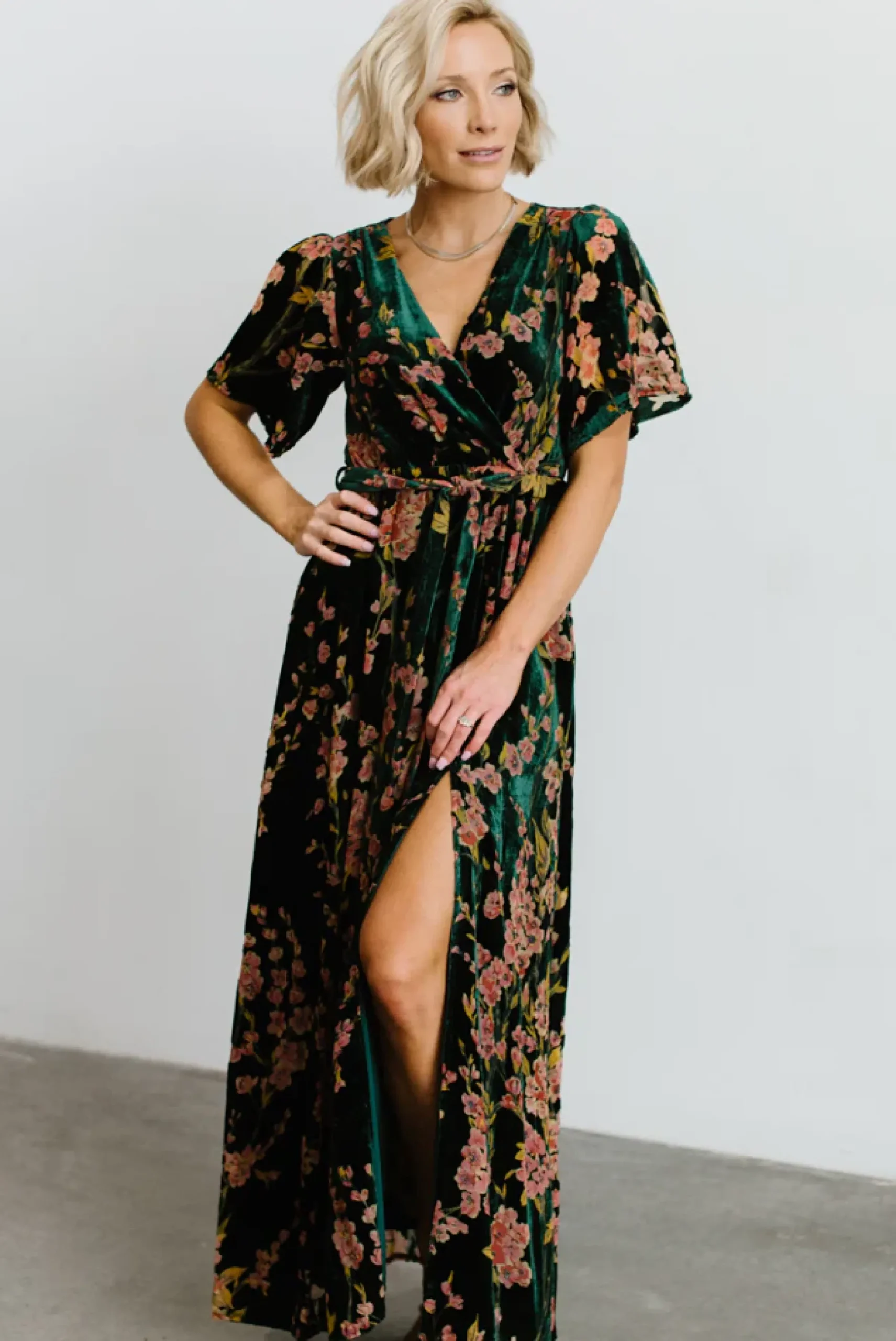 Baltic Born maxi dresses|WEDDING SUITE|Uma Velvet Maxi Dress | Green Floral
