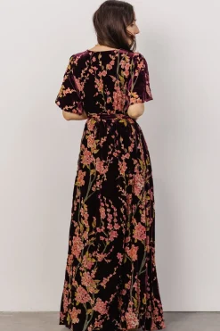 Baltic Born maxi dresses|WEDDING SUITE|Uma Velvet Maxi Dress | Plum Floral