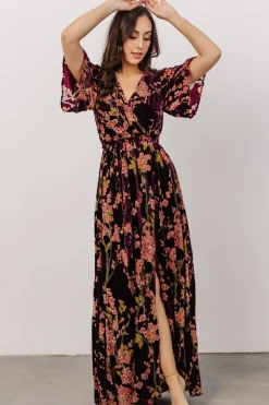 Baltic Born maxi dresses|WEDDING SUITE|Uma Velvet Maxi Dress | Plum Floral