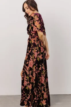 Baltic Born maxi dresses|WEDDING SUITE|Uma Velvet Maxi Dress | Plum Floral
