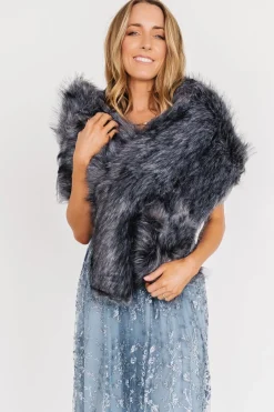 Baltic Born shawls|Valerie Faux Fur Shawl | Dark Gray