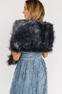 Baltic Born shawls|Valerie Faux Fur Shawl | Dark Gray