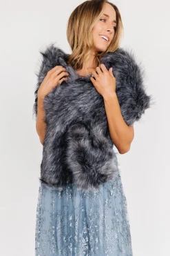 Baltic Born shawls|Valerie Faux Fur Shawl | Dark Gray