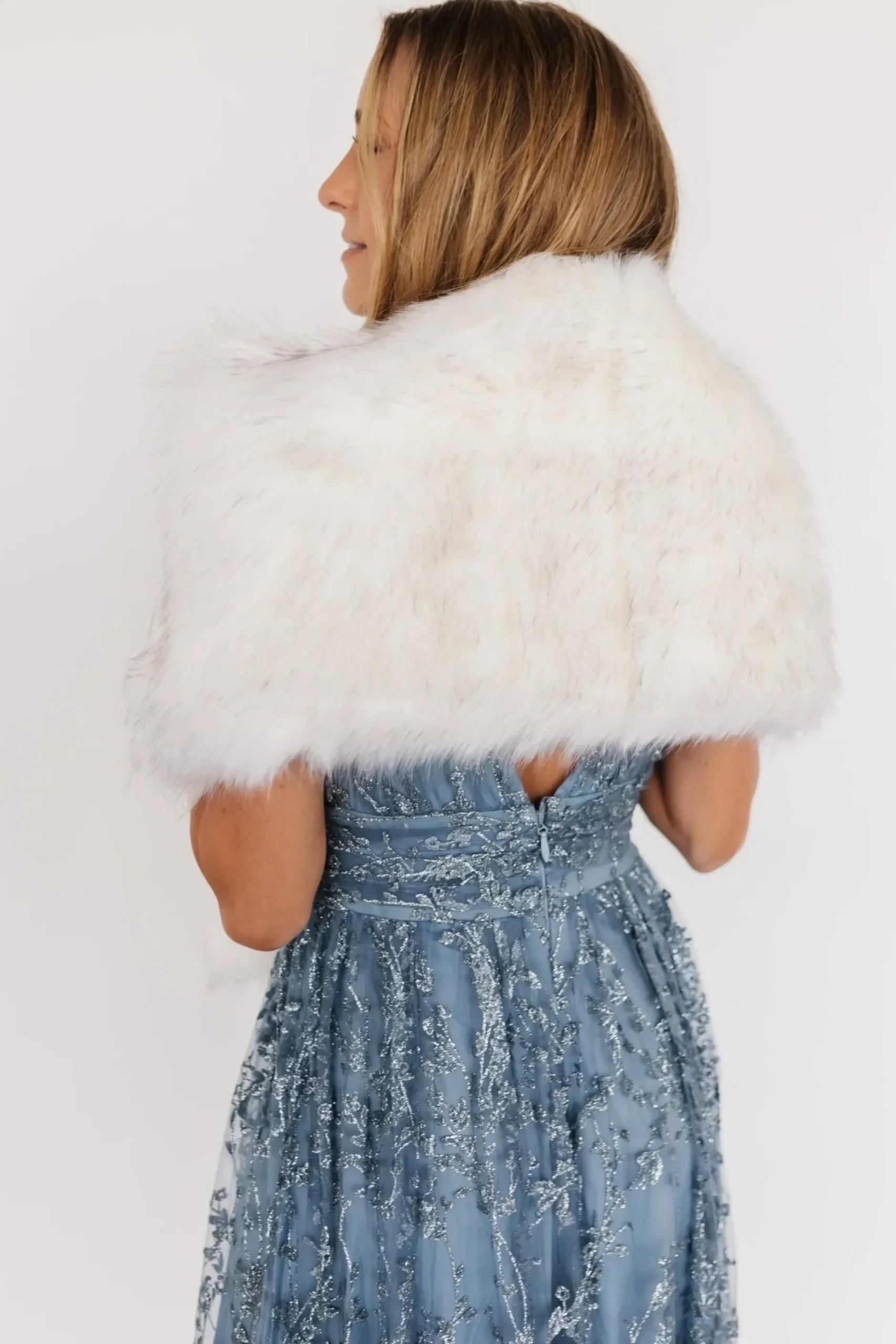 Baltic Born shawls|Valerie Faux Fur Shawl | Ivory