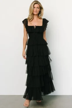Baltic Born COMING SOON|Valora Swiss Dot Tulle Maxi Dress | Black