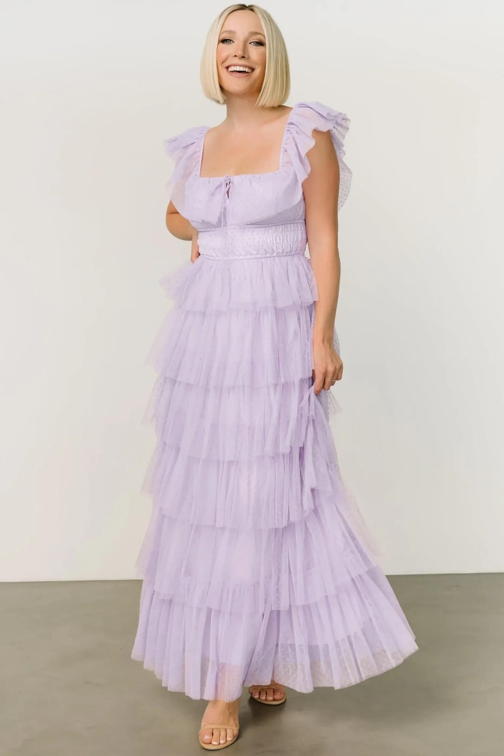 Baltic Born COMING SOON|Valora Swiss Dot Tulle Maxi Dress | Lilac