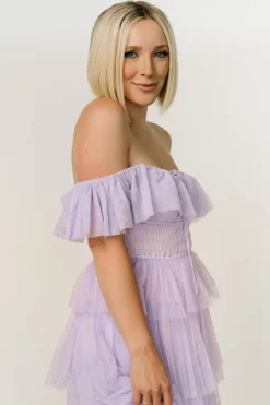 Baltic Born COMING SOON|Valora Swiss Dot Tulle Maxi Dress | Lilac