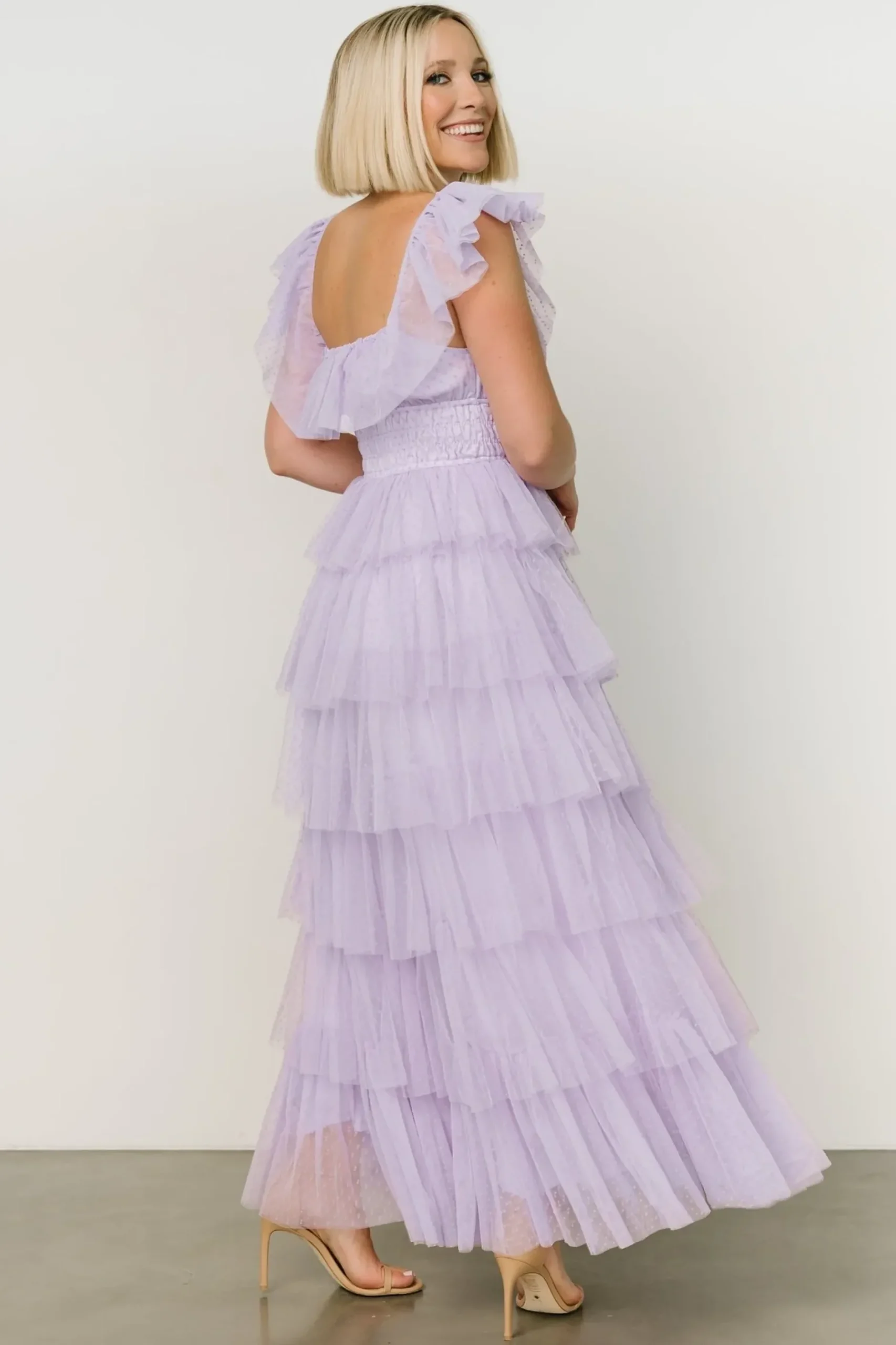 Baltic Born COMING SOON|Valora Swiss Dot Tulle Maxi Dress | Lilac