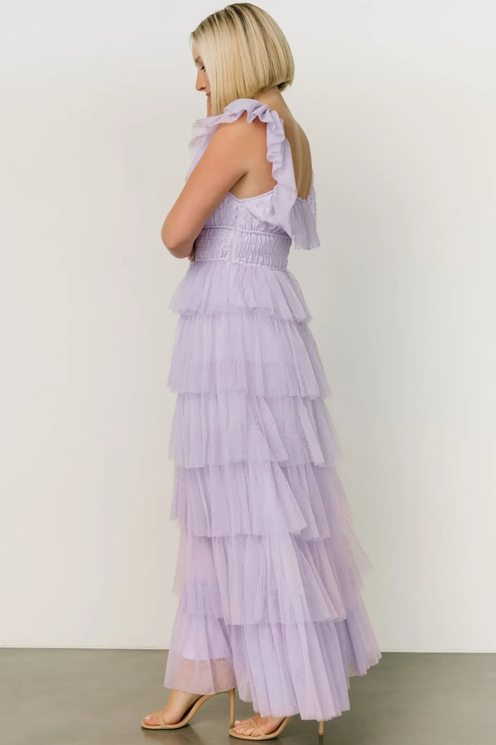 Baltic Born COMING SOON|Valora Swiss Dot Tulle Maxi Dress | Lilac