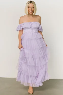 Baltic Born COMING SOON|Valora Swiss Dot Tulle Maxi Dress | Lilac