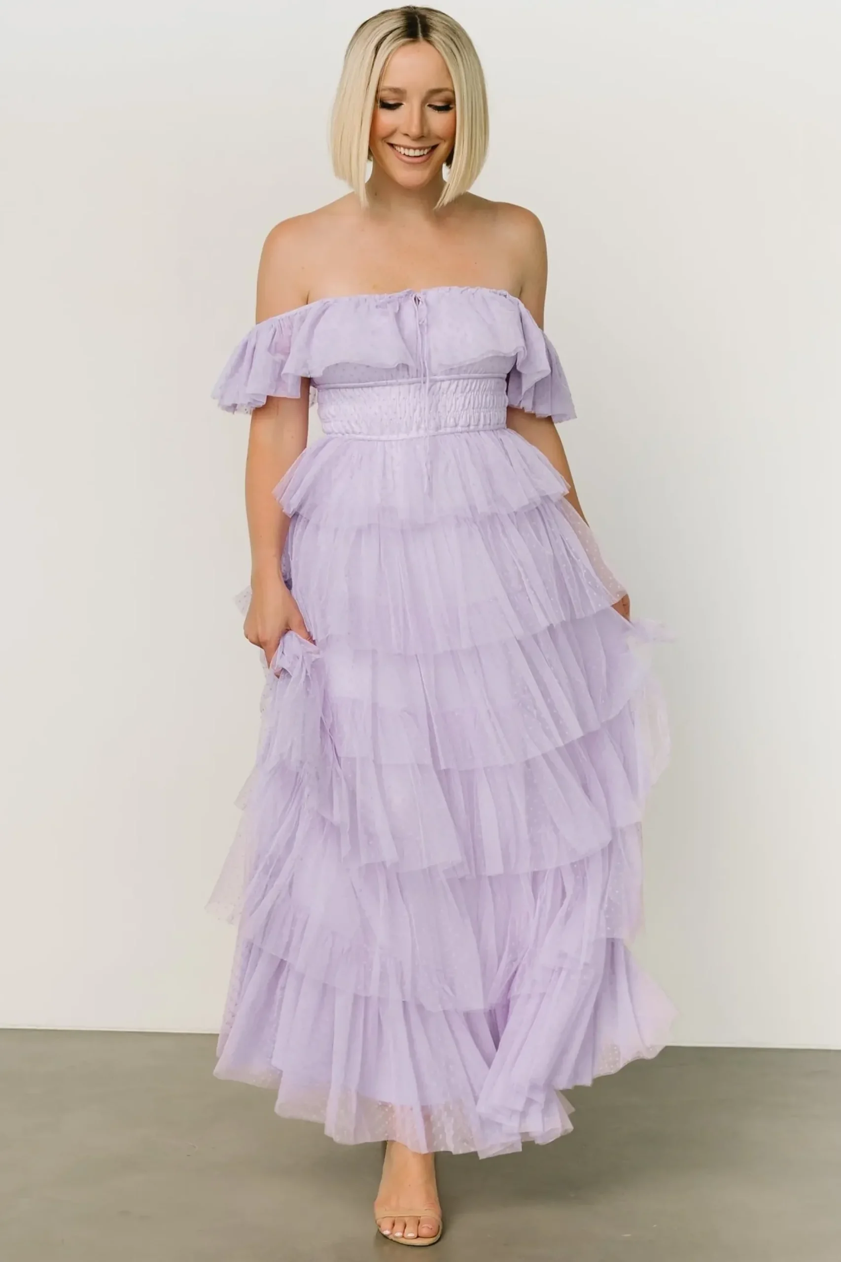 Baltic Born COMING SOON|Valora Swiss Dot Tulle Maxi Dress | Lilac