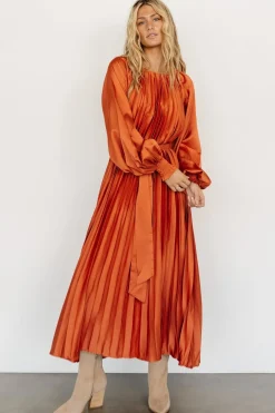 Baltic Born SALE|Vanna Pleated Dress | Rust