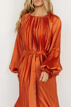 Baltic Born SALE|Vanna Pleated Dress | Rust