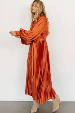 Baltic Born SALE|Vanna Pleated Dress | Rust