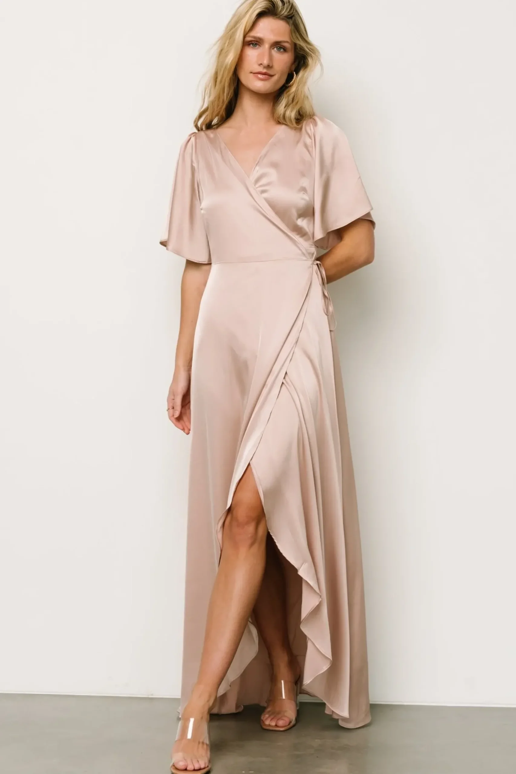 Baltic Born maxi dresses|WEDDING SUITE|Vara Satin Maxi Wrap Dress | Champagne